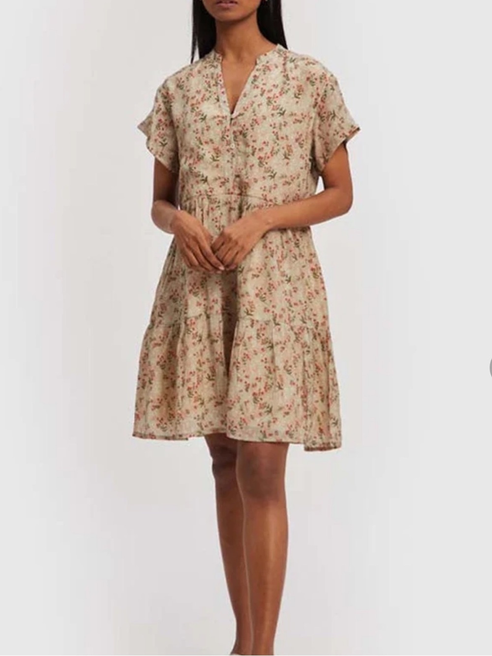 Reistor Peony Parade Dress Womens 3XL Tiered Floral VNeck Short Sleeve Boho Chic